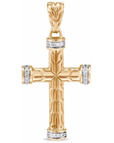 John Hardy 18kt Yellow Gold Classic Chain Diamond Pavé Cross Pendant - Metallic