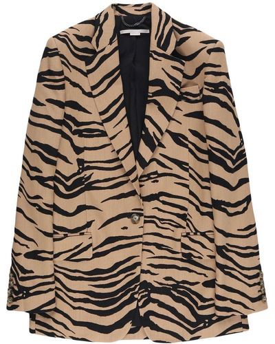 Stella McCartney Tiger-print Double-breasted Blazer - Black