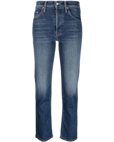 Mother High-rise Cropped Skinny Jeans - Blue