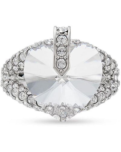 Jimmy Choo Herz-Ring mit Kristallen - Weiß