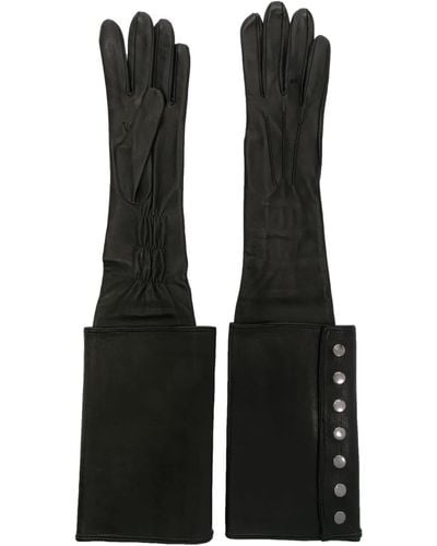 Manokhi Press-stud Leather Gloves - Black