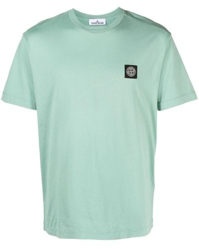 Stone Island T-Shirt mit Logo-Patch - Grün