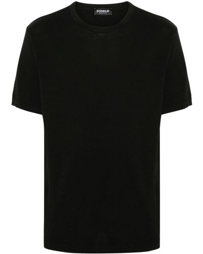 Dondup Logo-embroidered Fine-knit T-shirt - Black