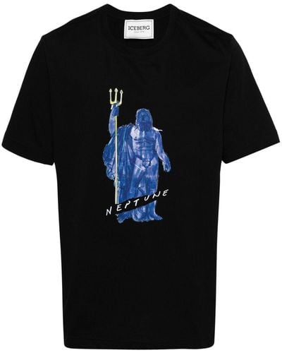 Iceberg Graphic-print Cotton T-shirt - Black
