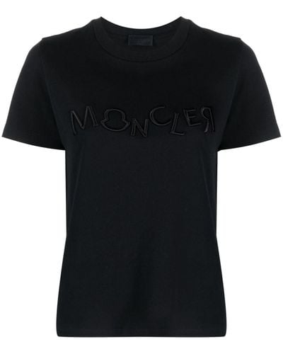 Moncler T-shirt Met Geborduurd Logo - Zwart