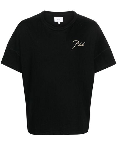 Rhude T-Shirt aus Baumwoll-Jersey mit Logostickerei - Schwarz