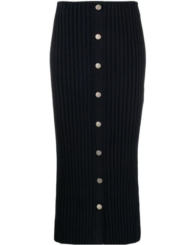 Philosophy Di Lorenzo Serafini Straight Ribbed-knit Midi Skirt - Black