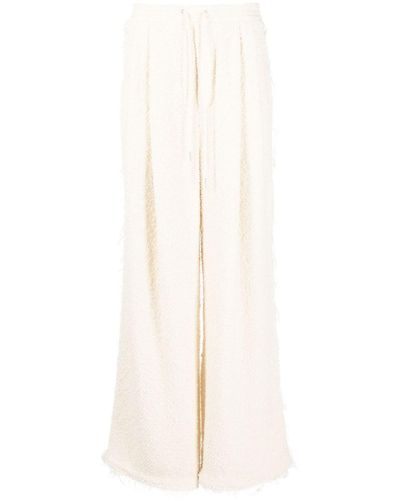 Eckhaus Latta Pantalon en tweed à coupe ample - Blanc