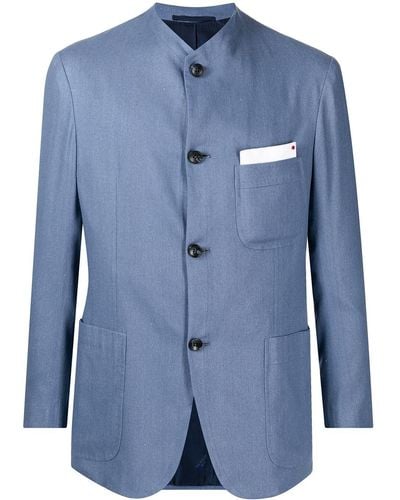 Kiton Band-collar Jacket - Blue