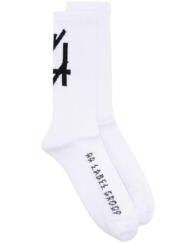 44 Label Group Intarsia-knit Logo Socks - White