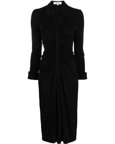 Diane von Furstenberg Vestido camisero Sheska fruncido - Negro