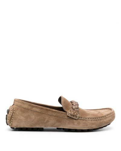 Gianvito Rossi Braided Suede Loafers - Brown