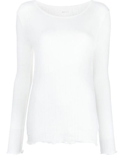 Skall Studio T-shirt Edie Pointelle a maniche lunghe - Bianco