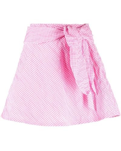 STEFANIA VAIDANI Vichy Gingham-print Wrap Mini Skirt - Pink