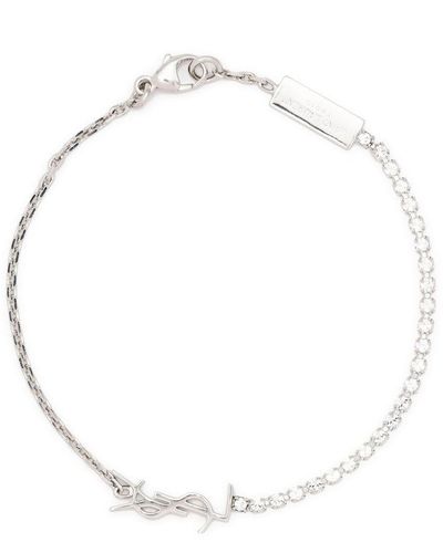 Saint Laurent Bracciale decorato con logo - Bianco