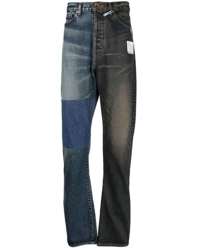 Maison Mihara Yasuhiro Two-tone Straight-leg Jeans - Blue