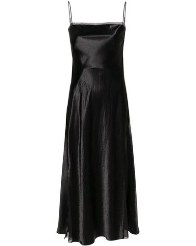 Vince Sheer-panelled Silk Slip Dress - Black