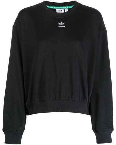 adidas Logo-embroidery Cotton Sweatshirt - Black