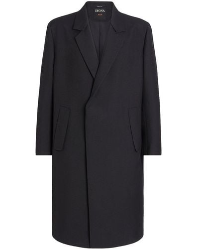 Zegna Double-breasted wool-blend coat - Nero