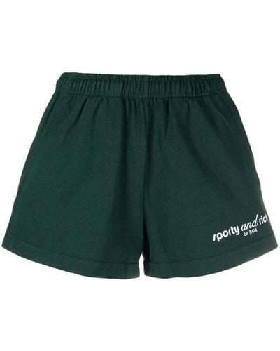 Sporty & Rich Logo-Print Track Shorts - Green