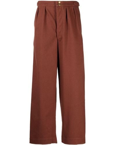 Bode Cropped Wide-leg Pants - Red