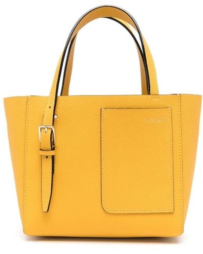Valextra Leather Bucket Bag - Yellow