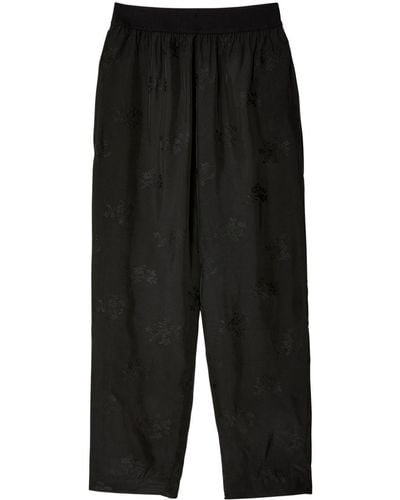 Uma Wang Palmer Floral-jacquard Trousers - Black