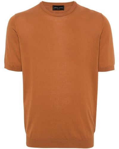 Roberto Collina Fijngebreid T-shirt - Oranje