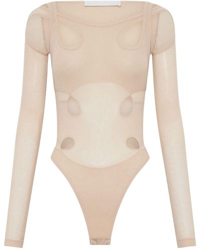 Dion Lee Cut-out Detail Long-sleeve Bodysuit - Natural