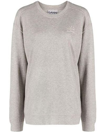 Ganni Organic Cotton Crewneck Sweatshirt - Gray