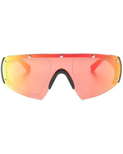 Moncler Shield-frame Mirrored Sunglasses - Pink