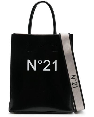 N°21 Logo-print Leather Tote Bag - Zwart