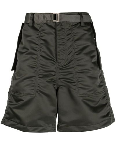 Sacai Buckle-fastened Tailored Shorts - Green