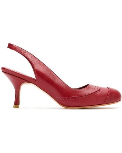 Sarah Chofakian Leather Court Shoes - Red