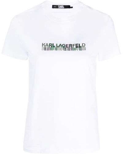 Karl Lagerfeld T-shirt en coton biologique à logo imprimé - Blanc