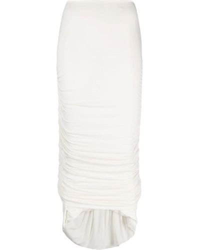 Concepto Falda midi de cintura alta drapeada - Blanco