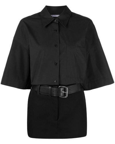 Alexander Wang Belted Shirt Minidress - Black