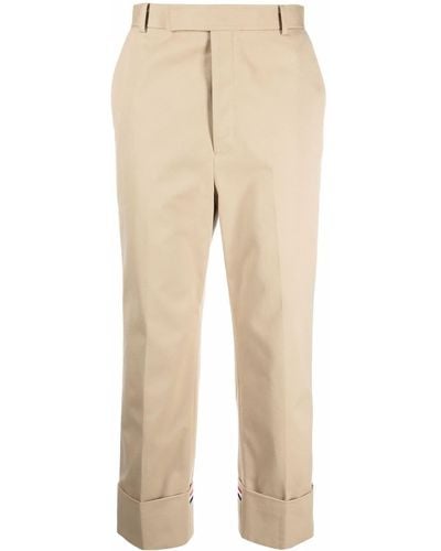 Thom Browne Rwb-stripe Straight-leg Pants - Natural