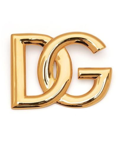 Dolce & Gabbana Dg Logo Brooch - Metallic