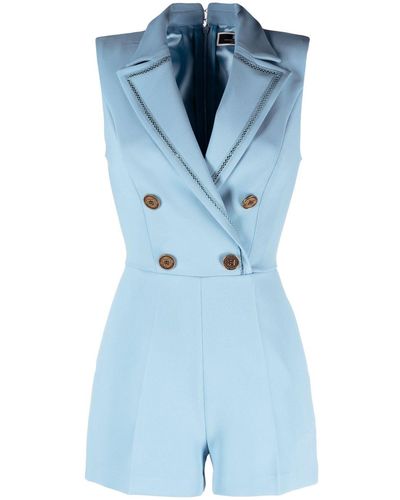 Elisabetta Franchi Double-breasted Stretch-crepe Playsuit - Blue