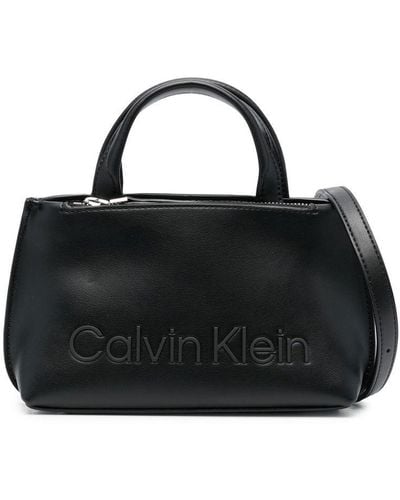 Calvin Klein Shopper mit Logo-Schild - Schwarz