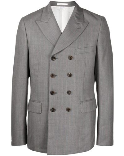 Comme des Garçons Check-pattern Wool Double-breasted Blazer - Gray