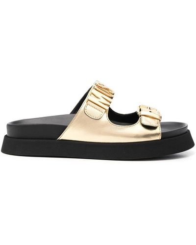Moschino Metallic Double-strap Slide Sandals