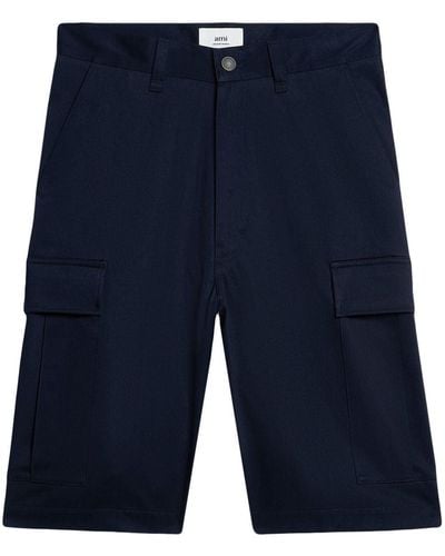 Ami Paris Straight-leg Cargo Shorts - Blue