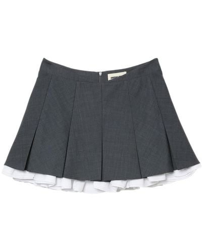 ShuShu/Tong Ruffled-Trim Pleated Miniskirt - Gray