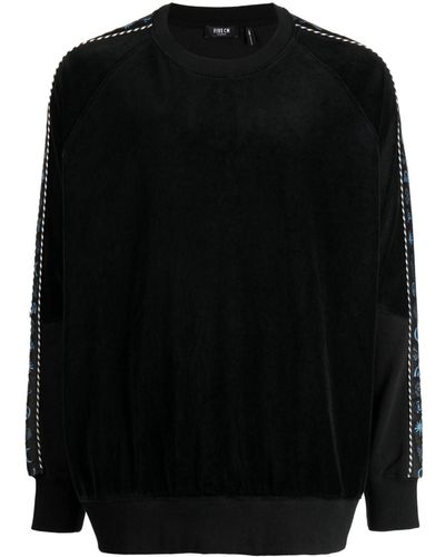 FIVE CM Strap-detailing Velour Sweatshirt - Black
