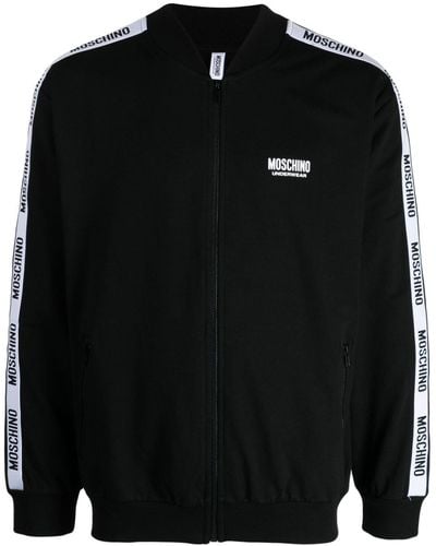 Moschino Logo-tape Zip-up Sweatshirt - Black