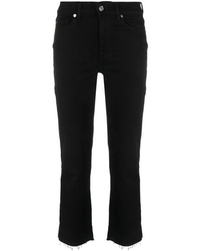 7 For All Mankind Soho Night Straight-leg Cropped Jeans - Black