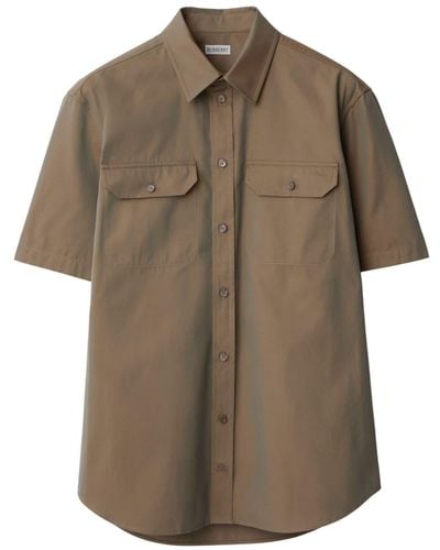 Burberry Flap-pocket Cotton Shirt - Brown