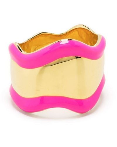 Eshvi Ring mit Wellenmotiv - Pink